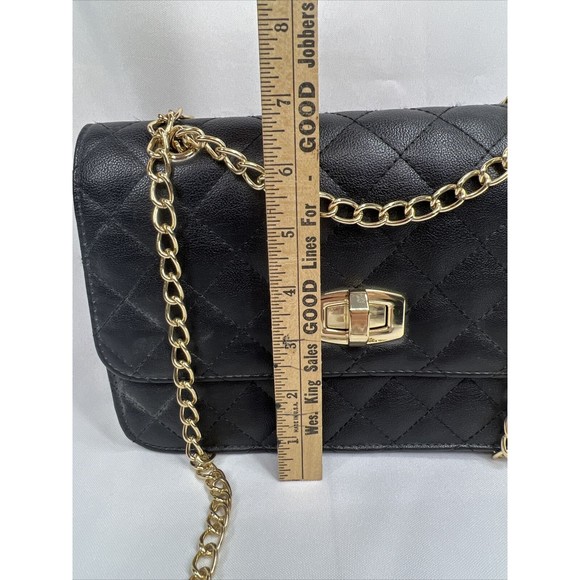 Express Black￼ Purse Adjustable  Shoulder Bag Gold Chain - Picture 3 of 7